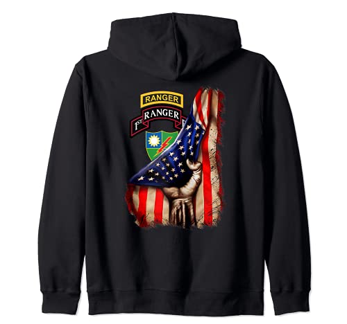 1st Ranger Battalion - American Flag Sudadera con Capucha