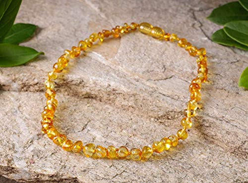 AmberJewellery Collar de Ambar 33cm. - De la Máxima Calidad Certificado Genuino Collar de Ámbar Báltico/Rápido Entrega / 100 Días de Garantía de Devolución de Dinero! (Honey)