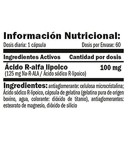 AMIX PRO - NA-R-ALA, Suplemento Alimenticio a Base de Ácido R-Alfa Lipoico, Potente Antioxidante, Combate Radicales Libres, Para Reforzar el Sistema Inmunológico, Soluble en Grasa y Aceite