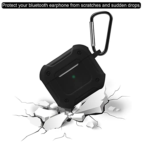 Arisase Funda para Apple AirPods 3 2021 Lanzado Funda de silicona portátil Anti-arañazos Anti-caída Accesorios de protección con mosquetón (negro)