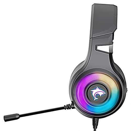 BMBN Cable Adaptador Manual, Upgrade Headset Plegable Led RGB Light Reducción de Ruido Estéreo Auriculares para Juegos Micrófono para Ps4 Pc Ps5 Pubg Csgo