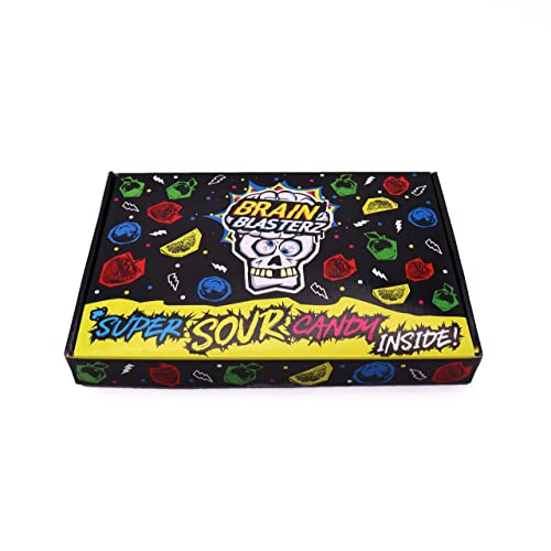 Brain Blasterz Bitter Candy Box – Hard sour caramel, brainbreaker, caramel spray, brain bitz, chewing bars and more sour sweets | Apple, strawberry, watermelon, cola and more