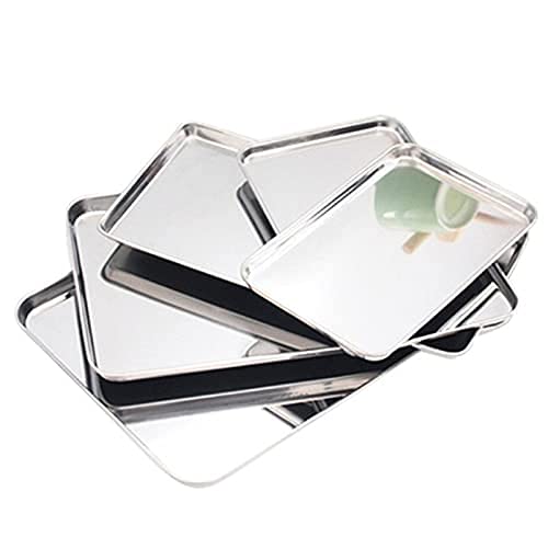 Cake Baking Pastry Storage Trays Stainless Steel Steamed Sausage Dish Rectangle Fruit Plate Restaurant Hotel Bread Loaf Pans (Size : 2 Packs 22.814.81.2CM) (2 Packs 22.8 * 14.8 * 1.2CM)