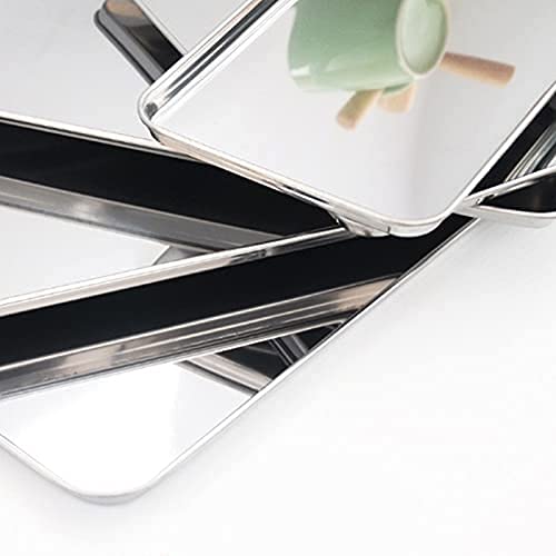 Cake Baking Pastry Storage Trays Stainless Steel Steamed Sausage Dish Rectangle Fruit Plate Restaurant Hotel Bread Loaf Pans (Size : 2 Packs 22.814.81.2CM) (2 Packs 22.8 * 14.8 * 1.2CM)