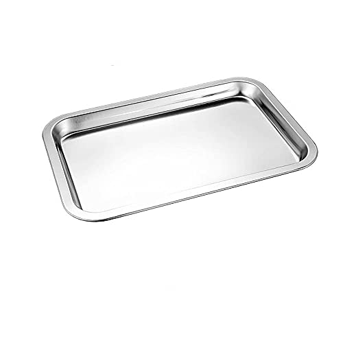 Cake Baking Pastry Storage Trays Stainless Steel Steamed Sausage Dish Rectangle Fruit Plate Restaurant Hotel Bread Loaf Pans (Size : 2 Packs 22.814.81.2CM) (2 Packs 22.8 * 14.8 * 1.2CM)