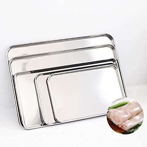 Cake Baking Pastry Storage Trays Stainless Steel Steamed Sausage Dish Rectangle Fruit Plate Restaurant Hotel Bread Loaf Pans (Size : 2 Packs 22.814.81.2CM) (2 Pieces 26.5 * 15.5 * 1.2CM)