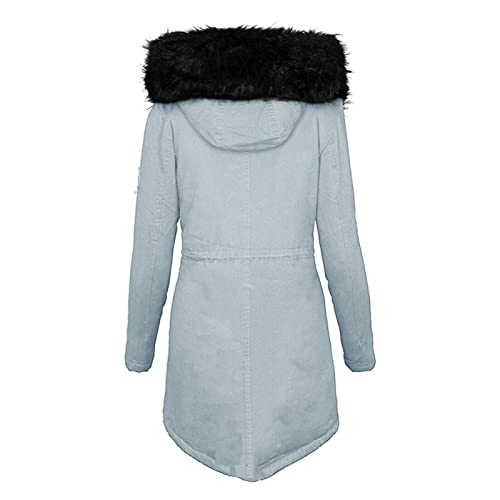 Chaquetas Roap Mujer Baratas Cazadora con Capucha para Mujer Talla Grande Plumón Cálido Sólido Más Grueso Chaqueta Acolchada Coat (Gris, 3XL)