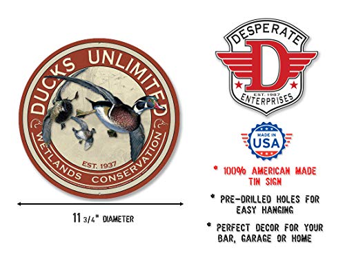 Ducks Unlimited Round Cartel de Chapa Placa metal plano Nuevo 30x30cm VS3075-1