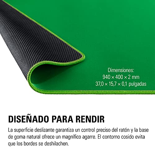 Elgato Green Screen Mouse Mat - Extragrande, Verde Chroma Key, Superficie Deslizante, Bordes cosidos para prevenir el Deshilachado, Base de Goma, Alfombrilla para ratón óptico