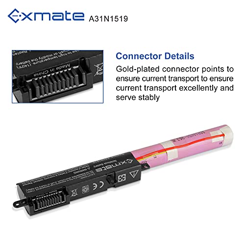 Exmate 11.25V 2600mAh Bateria A31N1519 para ASUS X540 X540LA X540LJ X540S X540SA X540SC X540YA F540 F540L F540LA F540S F540SA F540Y R540 R540L R540LA R540S R540SA R540Y (Made with Samsung Cells)