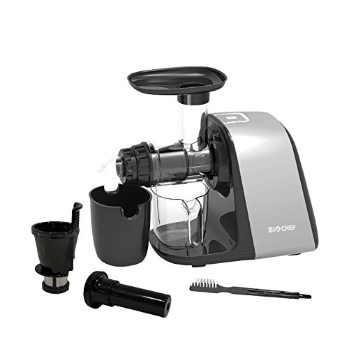 Extractor de zumos BioChef Axis Compact Cold Press Juicer – Licuadora en frío con Regulador de pulpa y BPA Free. 3 Años de Garantía. (Plata)