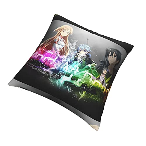 Funda de almohada de Kirito Yuna del mundo real SAO Merchandise Anime Manga Espada Arte Online Throw Fundas de almohada para decorar sala de estar sofá dormitorio regalo