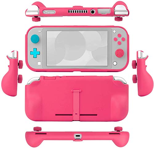 Funda para la Nintendo Switch Lite – Comfort Grip Case, Carcasa Protectora con puños de Mano Rellenos Integrados para la Parte Posterior de la Consola Switch Lite, con Soporte Plegable - Rosa