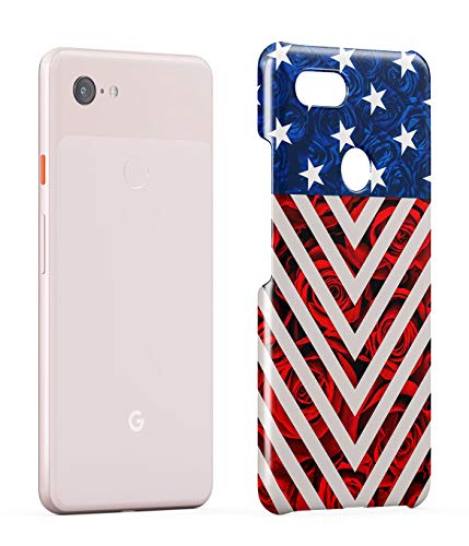 Funda Protectora de Plástico Duro para Google Pixel 3 Bandera Estadounidense American Flag Pattern New York America USA Dream Country Trippy Manhattan NYC Explore Funda Delgada y Ligera