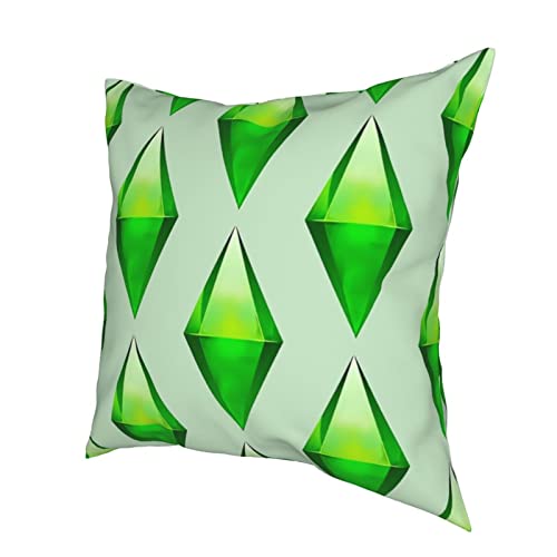 Fundas de cojín de los Sims Plumbob fundas decorativas para el hogar, cuadrada, suave, fundas de almohada para sofá, dormitorio, sala de estar, 40 x 40 cm