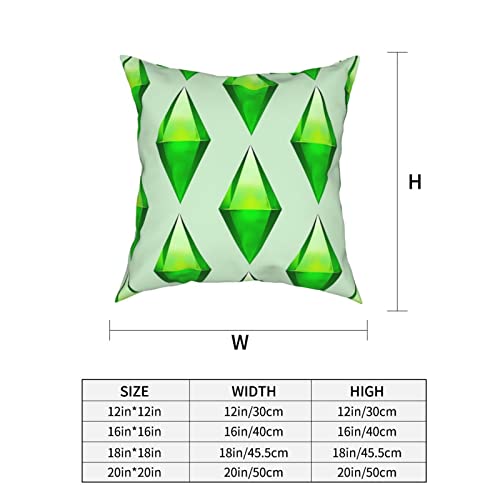 Fundas de cojín de los Sims Plumbob fundas decorativas para el hogar, cuadrada, suave, fundas de almohada para sofá, dormitorio, sala de estar, 40 x 40 cm