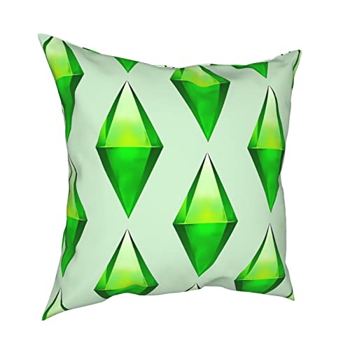 Fundas de cojín de los Sims Plumbob fundas decorativas para el hogar, cuadrada, suave, fundas de almohada para sofá, dormitorio, sala de estar, 40 x 40 cm