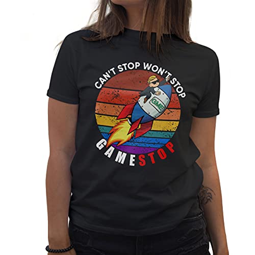 GameStop To The Moon Game Stonk Camiseta de Mujer Negra Size XXL