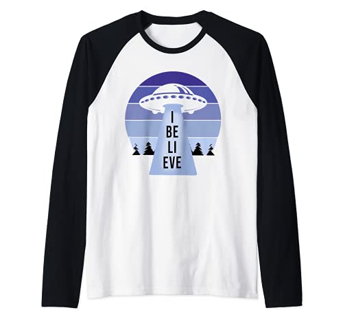 I BELIEVE Space Aliens UFO Extraterrestrials Camiseta Manga Raglan