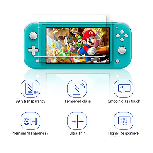 innoAura Kit de Accesorios para NS Switch Lite, incluye Funda con 8 Tarjetas de Juego, Funda de TPU, 2 Protectores de Pantalla de Vidrio Templado para los Accesorios de Switch Lite