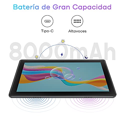 iProda Tablet 10,1 Pulgadas 4GB Ram 64GB ROM (TF128 GB), Tablet con Tarjeta Sim Tablets Android 10, 3G 2.4G WiFi, MediaTek Quadcore, IPS 1280 HD 8000mAh, Dual SIM,Tableta con Tipo C y Funda Protectora