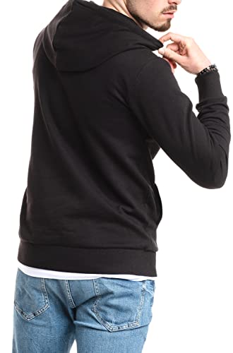 Jack and Jones - Sudadera con capucha para hombre, cuello redondo, estampado, Black Origin/Slim 875, L