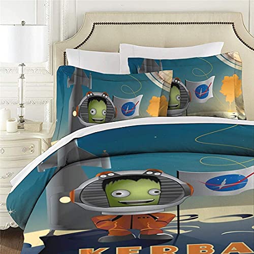 Kerbal Space Program - Juego de ropa de cama para niños, diseño de astronauta de Jebidiah Kerman, funda nórdica de microfibra KSP Bob Kerman (KSP1, 135 x 200 cm)