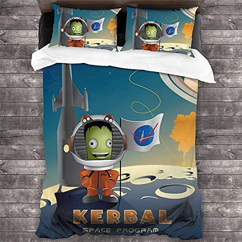 Kerbal Space Program - Juego de ropa de cama para niños, diseño de astronauta de Jebidiah Kerman, funda nórdica de microfibra KSP Bob Kerman (KSP1, 135 x 200 cm)