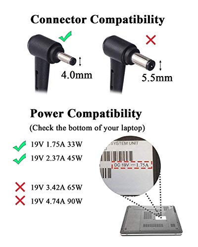 KFD 45W Adaptador de Corriente Alimentador Cargador para ASUS Vivobook 15 X540 X540L X540SA X540S ZenBook 14 UM431DA UX431FA X553 X553MA X553SA X541UA E203NA E402MA E402SA F201E X202E Q200E 19V 2.37A