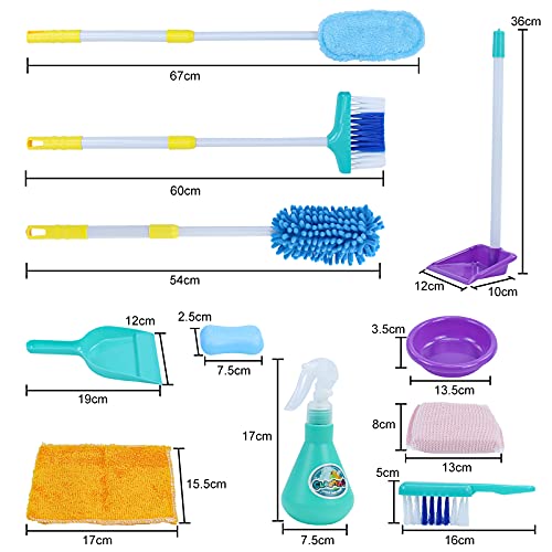 Kit de Carrito de Limpieza Juguete Bebes Juguetes Juegos de Carros de Juguetes con Escoba Fregona Juguete Cepillo y Recogedor Infantil Juego de Rol Regalo Educativos Niña Niño 3 4 5 Años