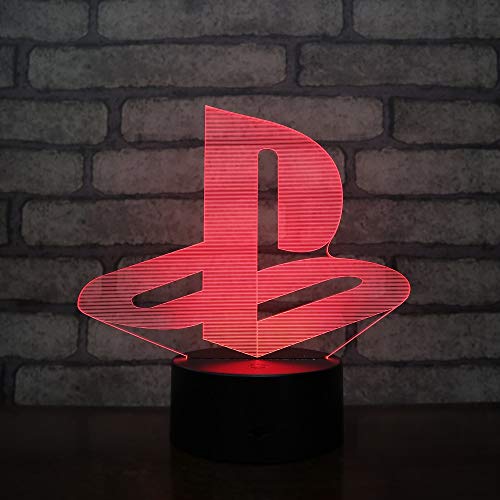 Lampara LED Playstation Logo Cambia Color USB Luz Nocturna