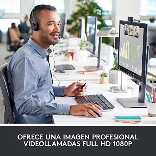 Logitech C920 HD Pro Webcam, Videoconferencias 1080P FULL HD 1080p/30 fps, Sonido Estéreo, Corrección de Iluminación HD, Skype/Google Hangouts/FaceTime, Para Gaming, PC/Mac/Android/Chromebook - Negra