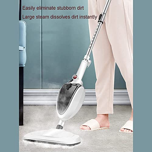 LUHUANONG Steam Mop 10 en 1 Conveniente Limpiador a Vapor Desmontable, máquina de Limpieza Multifuncional Blanca, vaporizador de Piso para Piso de baldosas laminadas de Madera Dura con 10 Accesorios