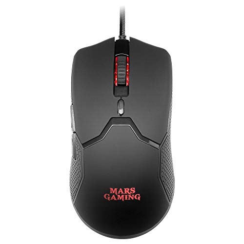 Mars Gaming MMV Negro, Ratón Gaming RGB Ultraligero 69g, 10000DPI, Cable Feather