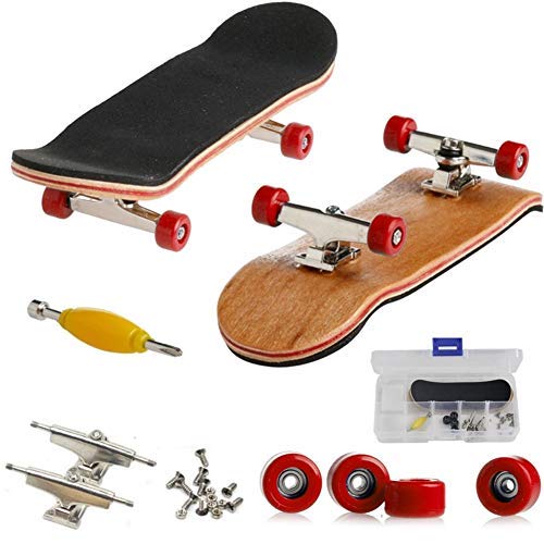 Mini Diapasón, Patineta de Dedos Profesional Maple Wood DIY Assembly Skate Boarding Toy Juegos de Deportes Regalo para Niños (Rojo)