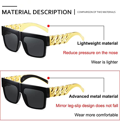 Moda Celebridad inspirada Oro Metal Cadena Kim Kardashian Beyoncé Gafas de sol Vendimia Gafas de sol de hip hop