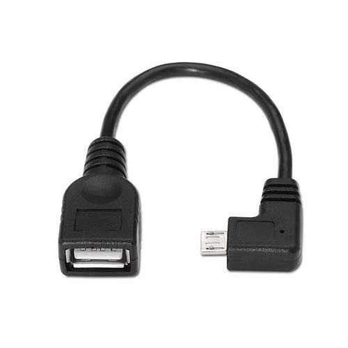 NANOCABLE 10.01.3600 - Cable USB 2.0 OTG acodado (On-The-GO), Tipo Micro B/M-A/H, Macho-Hembra, Negro, 15cm