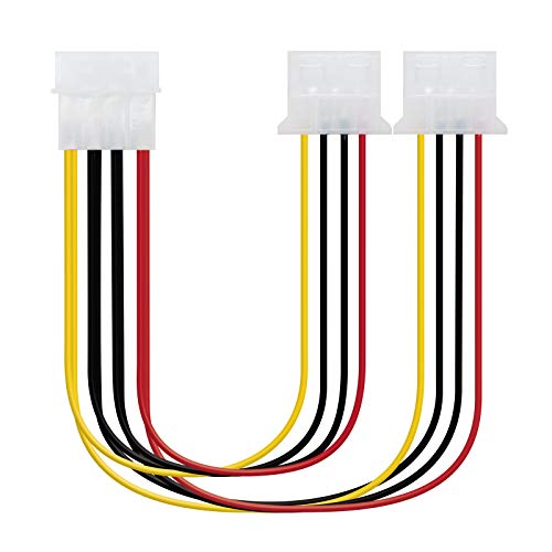 NANOCABLE 10.19.0401 - Cable Alimentación 2xMOLEX Macho a 1xMOLEX Hembra, 4pin/M-2xMOLEX 4pin/H, 20cm, Multicolor