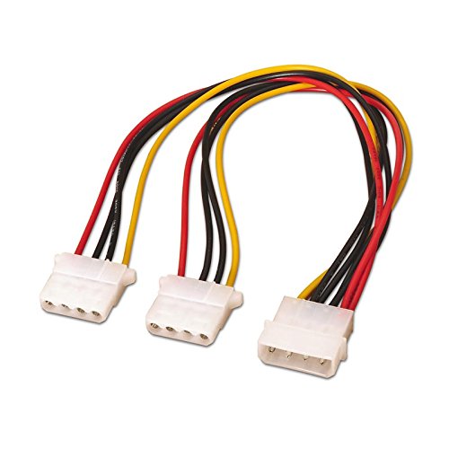 NANOCABLE 10.19.0401 - Cable Alimentación 2xMOLEX Macho a 1xMOLEX Hembra, 4pin/M-2xMOLEX 4pin/H, 20cm, Multicolor