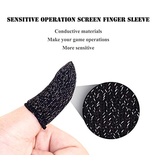 Newseego PUBG Mobile Game Finger Sleeve [Paquete de 10], Pantalla táctil Dedo Manga Transpirable Anti-Sudor Disparos sensibles y Teclas de apuntar para PUBG/Cuchillos Fuera para Android y iOS (Negro)