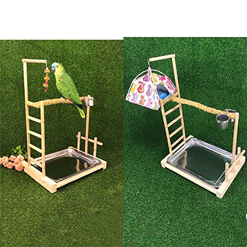 NgMik Parque de Aves Mediano y Grande del Loro del Loro de Madera Maciza Soporte Juguete oscilación de la jerarquía del pájaro Pepper Tree Birds Swing Wood Gym Tabletop Ejercicio Jugar