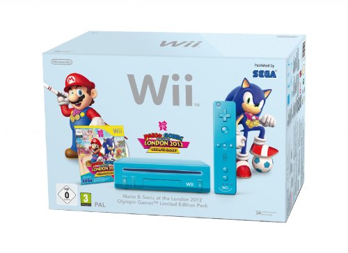 Nintendo Wii + Mario & Sonic at the London 2012 Olympic Games - juegos de PC (Wii, 512 MB, IBM PowerPC, SD, 802.11b, 802.11g, Azul)