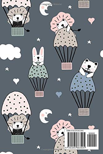 Notebook - Write something: Hand drawn cute cartoon animals on the balloon for baby textile, clothes, linen texture or home decoration notebook, Daily ... College Ruled Paper, 6 x 9 inches (100sheets)