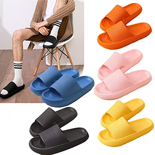 oijhg Foggs Japan Slippers, Cozislides Original Super Soft Home Slippers, CloudFeet Thick Sole Non-Slip Quick Drying Open Toe Shower Sandals (Black,42-43)