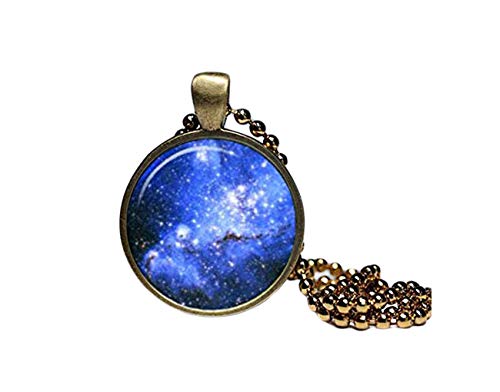 One Life - Collar con Colgante de Galaxia Azul Marino, Colgante de Estrella, Colgante de Nebulosa - Centro del Universo - Interstellar - Joyería de Medianoche