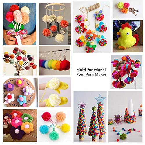 Pom Pom Maker, 4 Tamaños Fluff Ball Weaver Needle PomPom Maker Juegos-DIY Pompoms Artesanía Doll haciendo Kits-Hilado de lana Knitting Craft Tool Set Fabricante de pom-pom para Principiantes