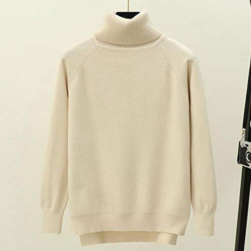 SALLM Turtleneck Women Sweater Winter Warm Female Jumper Thick Christmas Sweaters Ribbed Knitted Pullover Top Pull Hiver Femme,Apricot,One Size
