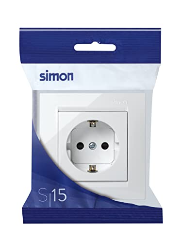 Simon F1590443030 Enchufe con Toma de Tierra Serie 15 Blanco