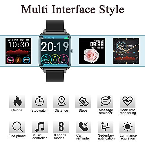 Smartwatch, Reloj Inteligente con Pulsómetro, Cronómetros, Calorías, Monitor de Sueño, Podómetro Pulsera Actividad Inteligente Impermeable IP67 Smartwatch Hombre Reloj Deportivo para Android iOS