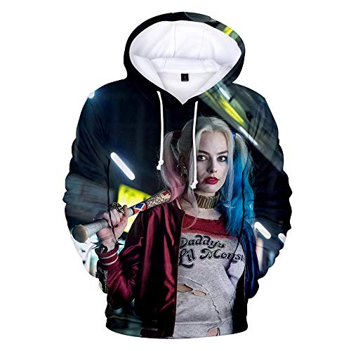 Sudadera 3D Joker y Harley Quinn con capucha para parejas, estilo hip hop, para adolescentes, color blanco, XXL